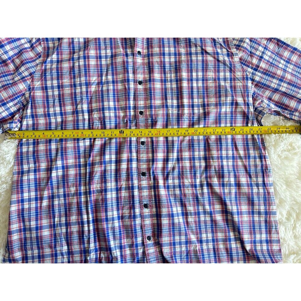 Hawker Rye Mens 3XL Relaxed Stretch Plaid Long Sleeve Button Down Shirt Red Blue - Picture 5 of 7